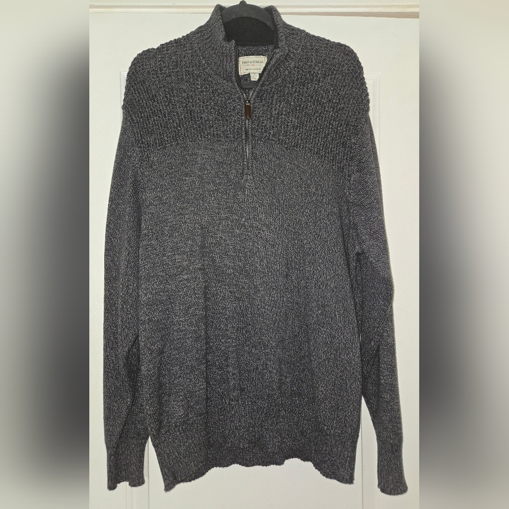 Field and Stream Men's Gray Quarter-Zip Long Sleeve Sweater Size XL